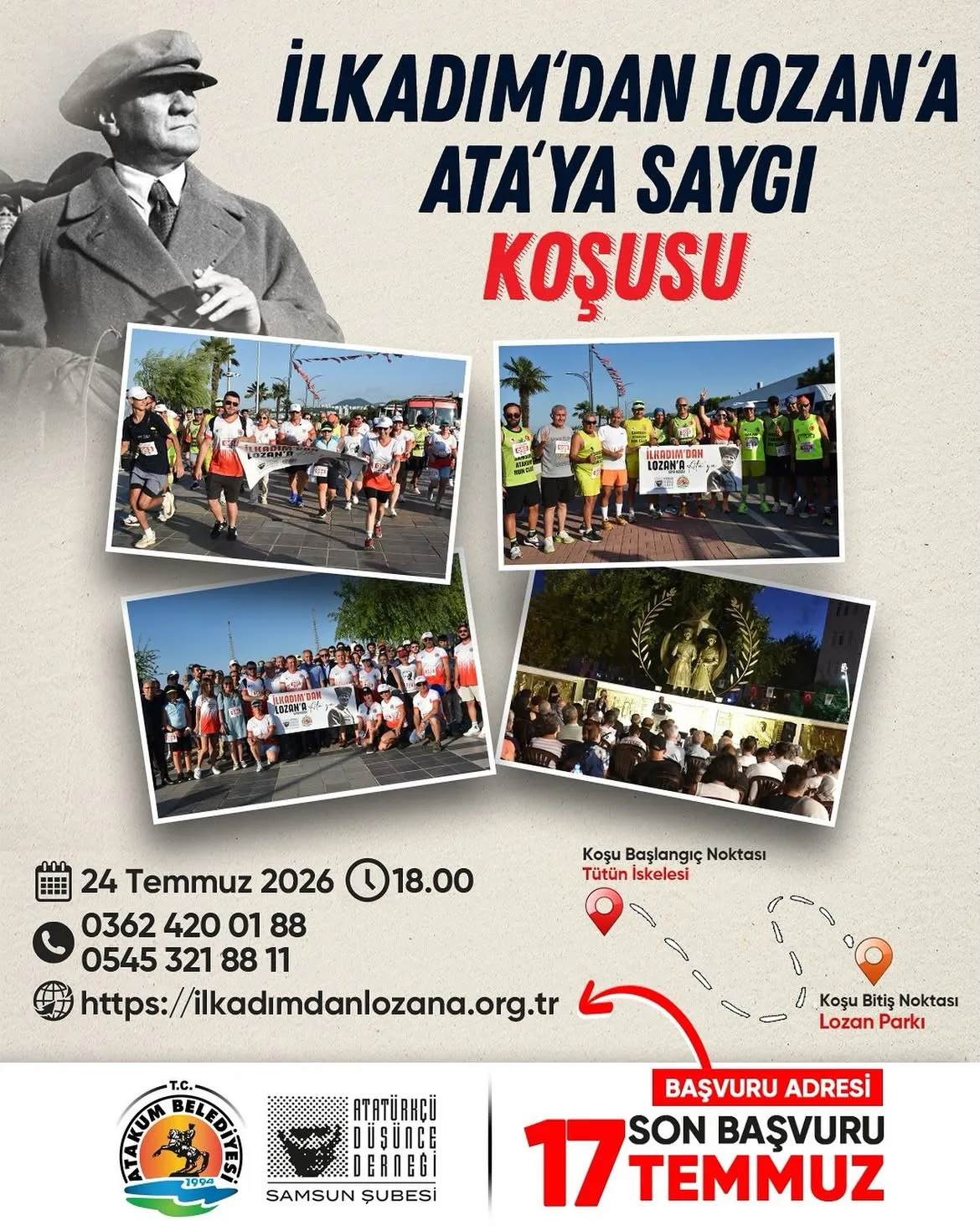 İlkadım’dan Lozan’a Ata’ya Saygı Koşusu ile tarihi gurur tekrar yaşanacak